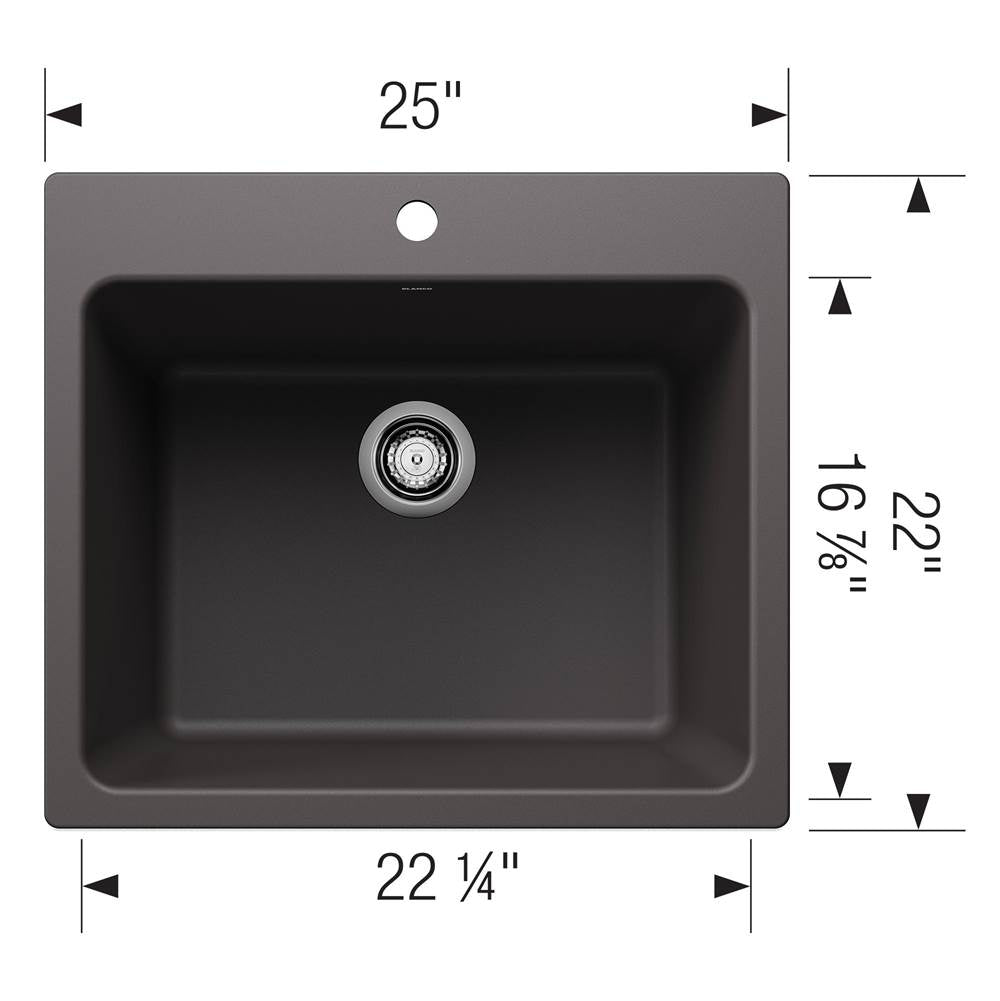 Blanco - Liven SILGRANIT 25'' Single Bowl Dual Mount Laundry Sink - Cinder - Cinder