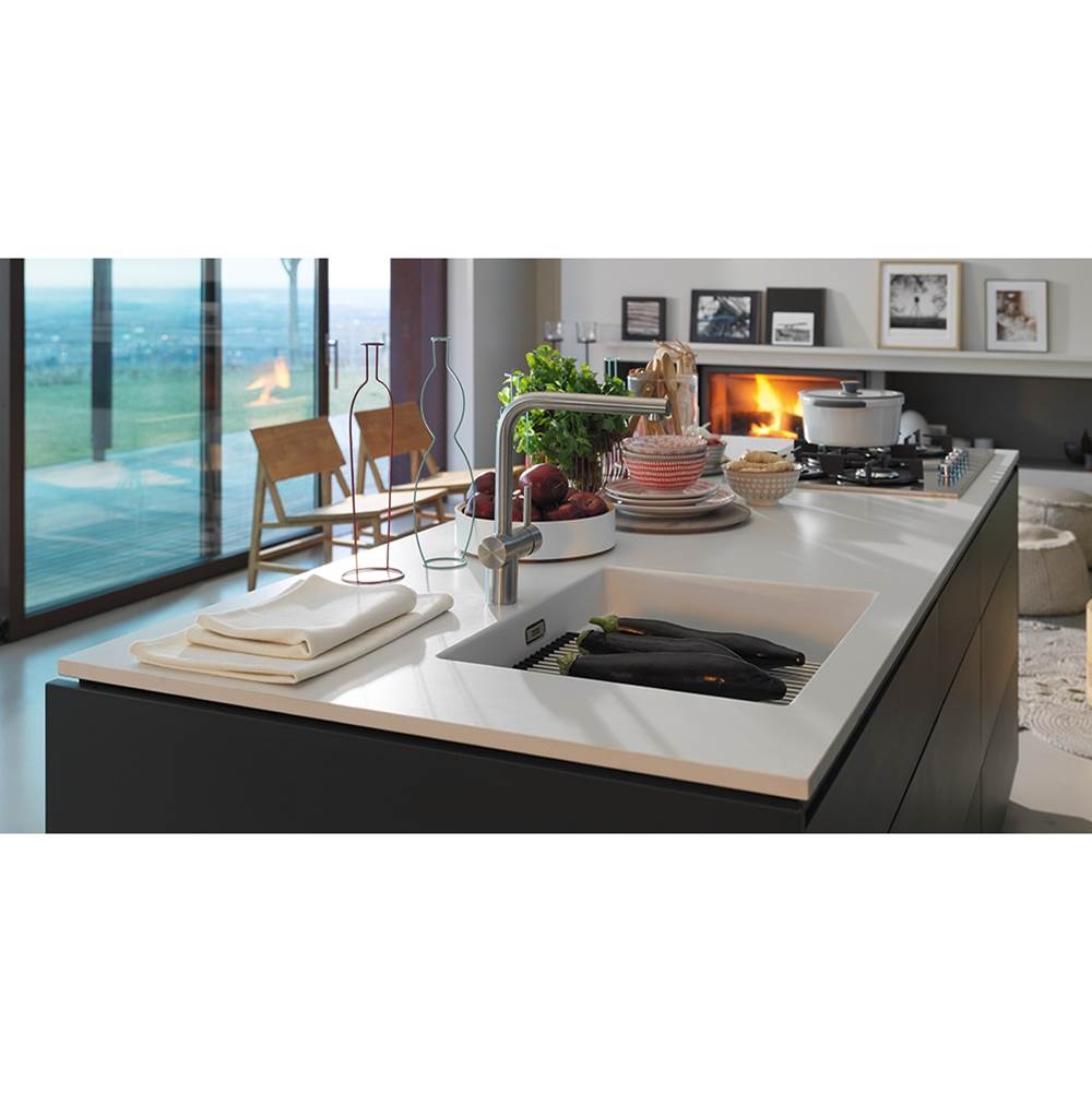 Franke - Peak 22.1-in. x 18.1-in. Granite Undermount Single Bowl Kitchen Sink in Polar White