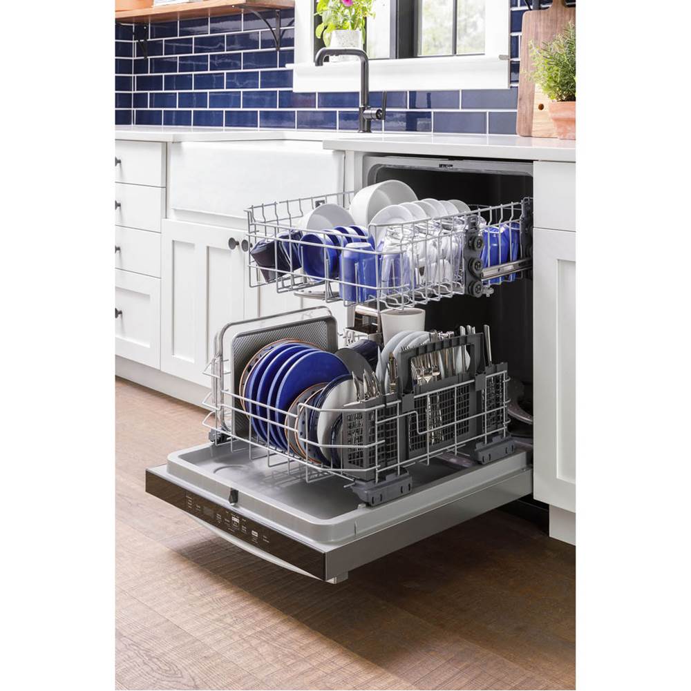 GE Appliances - Top Control with Plastic Interior Dishwasher with Sanitize Cycle and Dry Boost - Stainless Steel