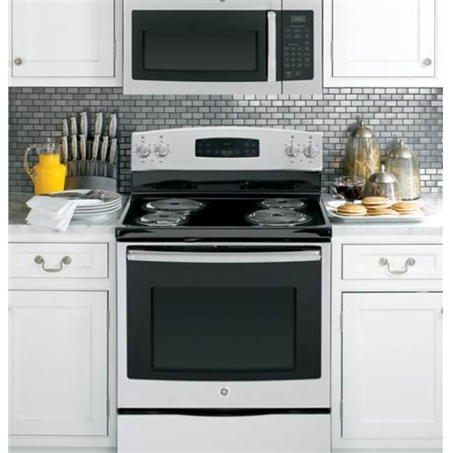 GE Appliances - GE 1.6 Cu. Ft. Over-the-Range Microwave Oven - Stainless Steel/Black