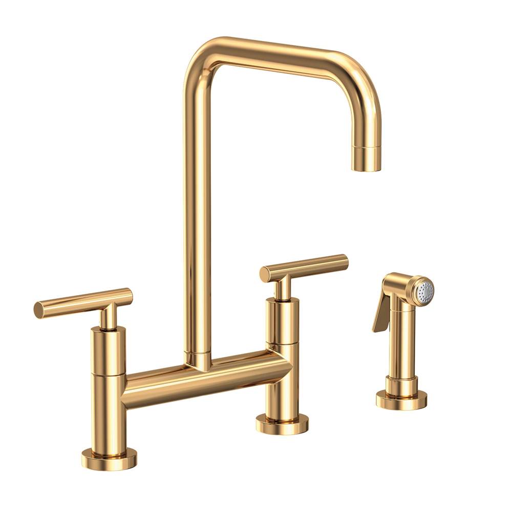 Newport Brass - Kitchen Bridge Faucet with Side Spray - Uncoated Polished Brass (Living, non-returnable)