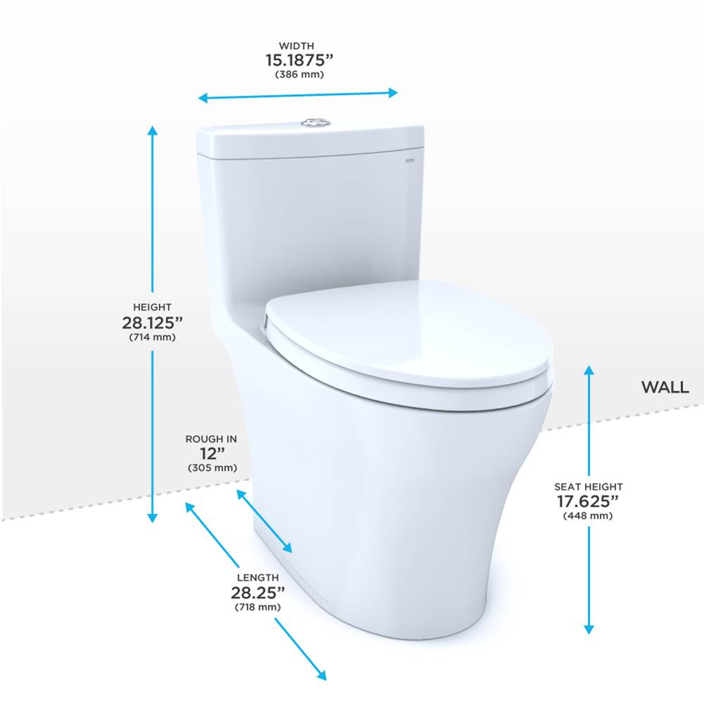 TOTO - TOTO Aquia IV One-Piece Elongated Dual Flush 1.28 and 0.9 GPF Universal Height, WASHLET+ Ready Toilet with CEFIONTECT, Cotton White - Cotton White