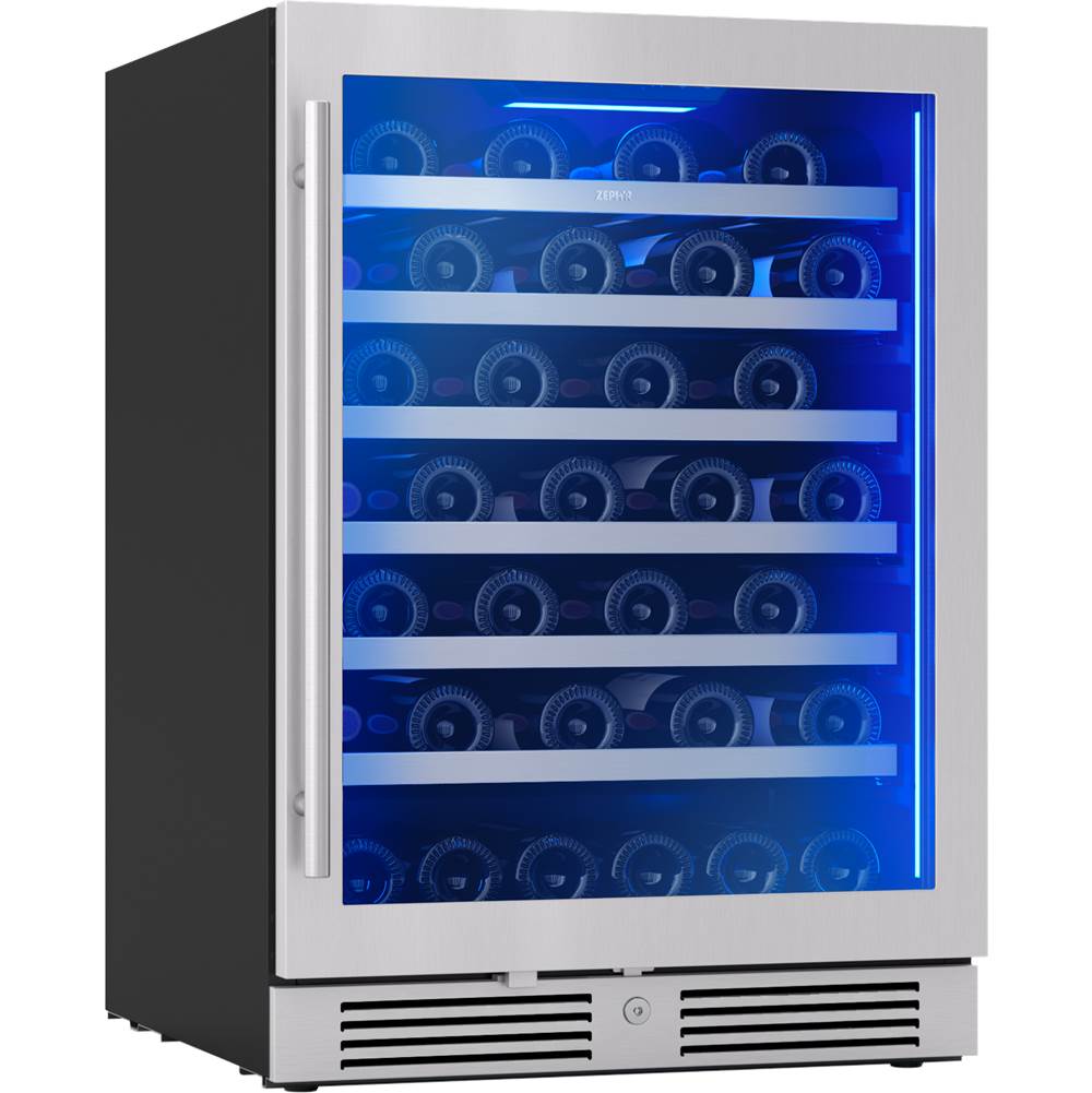 Zephyr - Presrv wine cooler, 24'' compact, Stainless Steel and glass, reversible, 1 zone