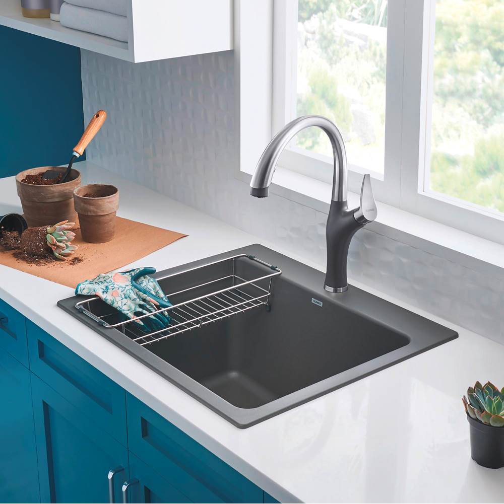 Blanco - Liven SILGRANIT 25'' Single Bowl Dual Mount Laundry Sink - Cinder - Cinder