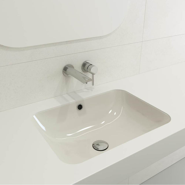 BOCCHI - Scala Undermount Sink Fireclay 21.75 in. with Overflow in Biscuit - Biscuit