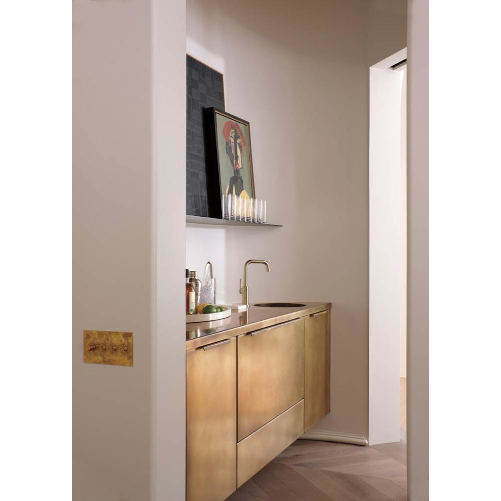 Brizo - Litze Bar Faucet with Square Spout and Knurled Handle Kit - Luxe Gold