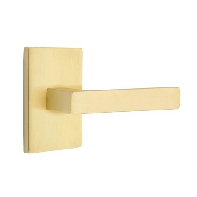 Emtek - Privacy, Modern Rectangular Rosette, Dumont Lever, LH, US4 - Satin Brass
