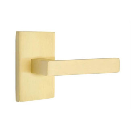 Emtek - Privacy, Modern Rectangular Rosette, Dumont Lever, LH, US4 - Satin Brass
