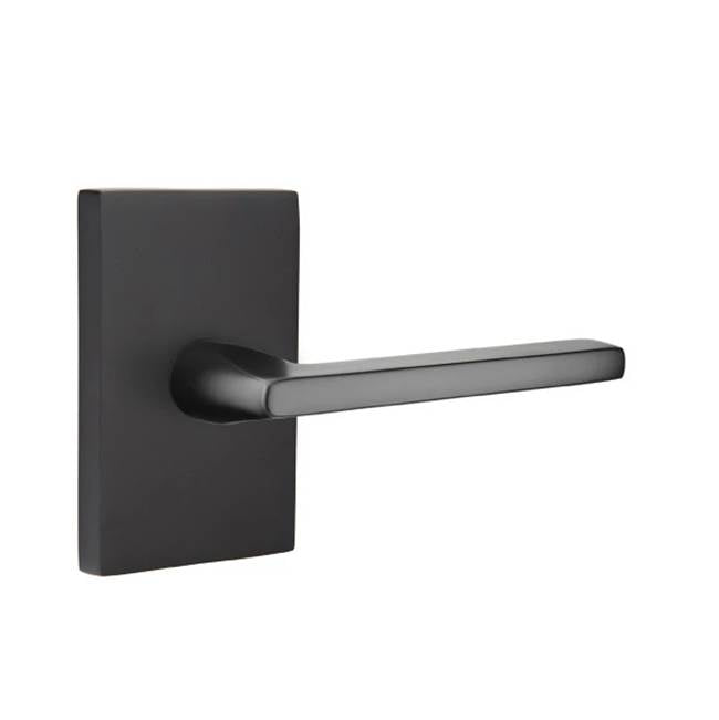 Emtek - Passage, Modern Rectangular Rosette, Helios Lever, LH, US19 - Flat Black