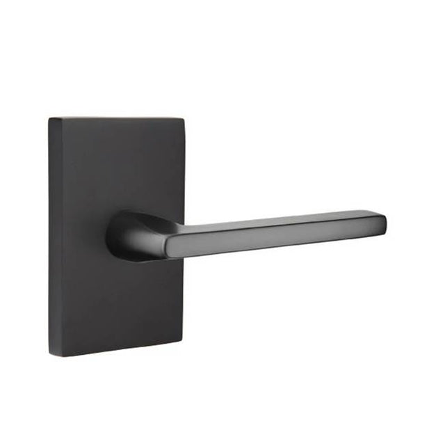 Emtek - Passage, Modern Rectangular Rosette, Helios Lever, LH, US19 - Flat Black