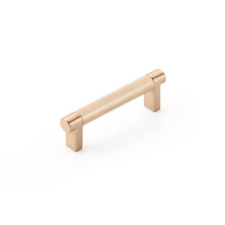 Emtek - Select Cabinet Pull 8 in C-C, Rectangular Stem US14, Knurled Bar US14 - Polished Nickel