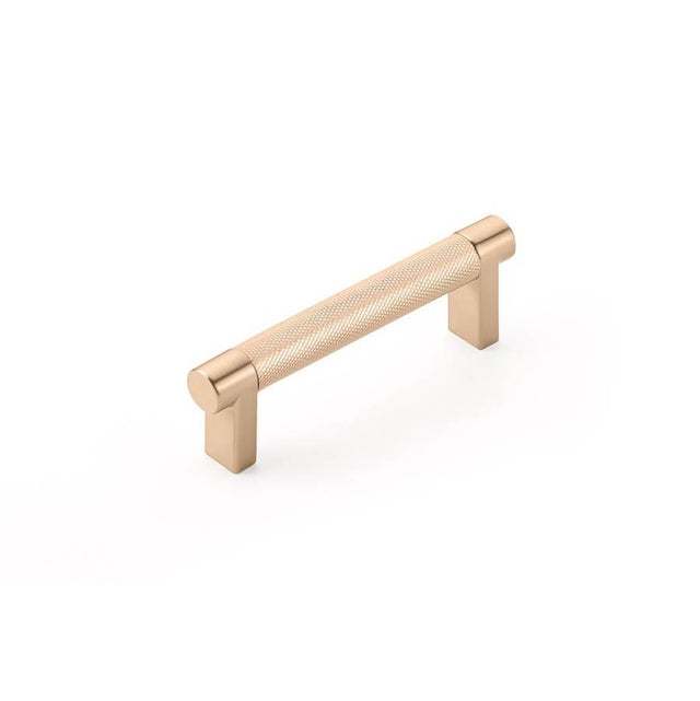 Emtek - Select Cabinet Pull 8 in C-C, Rectangular Stem US14, Knurled Bar US14 - Polished Nickel
