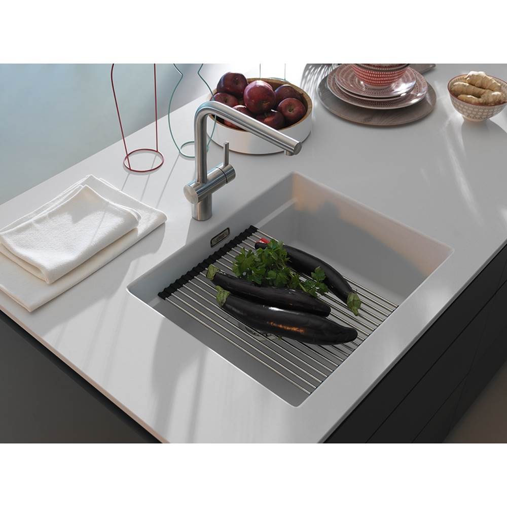 Franke - Peak 22.1-in. x 18.1-in. Granite Undermount Single Bowl Kitchen Sink in Polar White