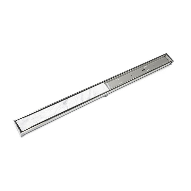 Infinity Drain - 60'' S-PVC Series Low Profile Complete Kit with 2 1/2'' Tile Insert Frame in Satin Stainless - Satin Stainless
