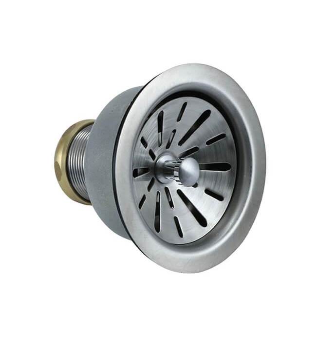 Mountain Plumbing - Contemporary 1/4 3-1/2'' Deluxe Stemball Kitchen Sink Strainer - Unlacquered Brass