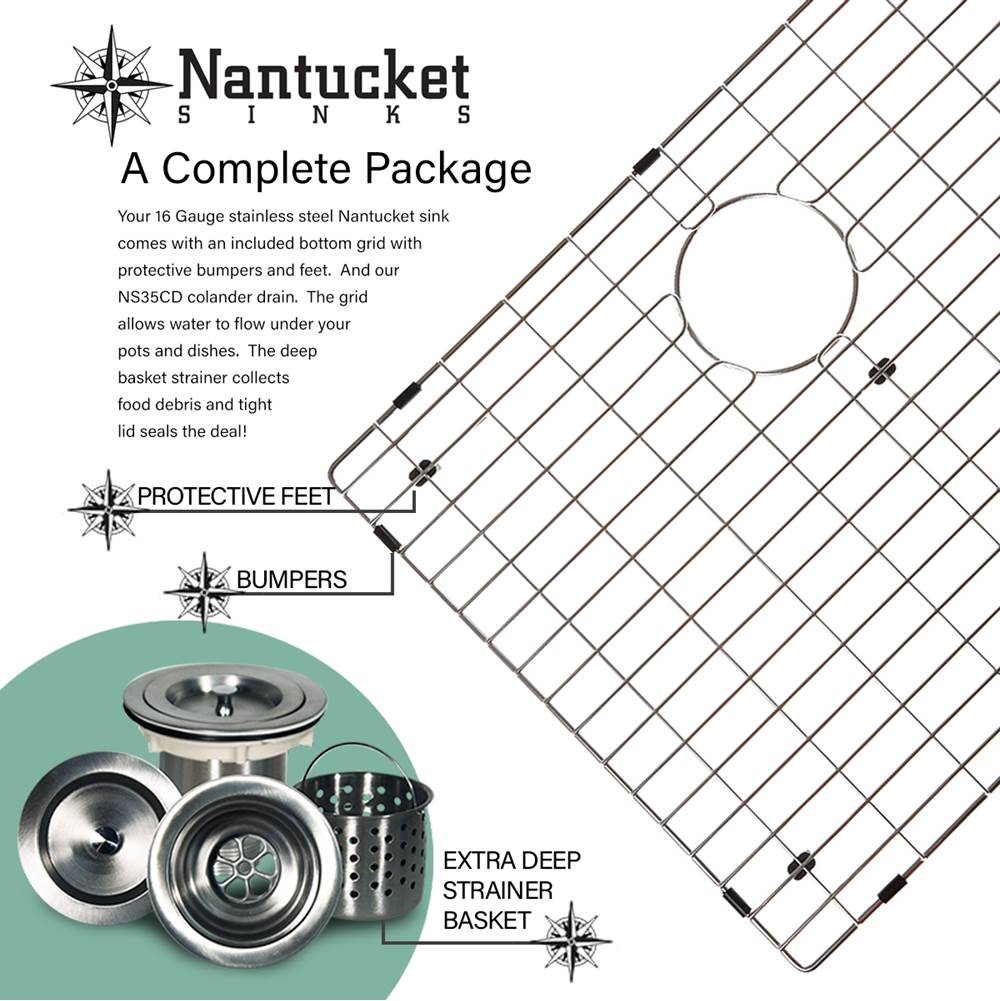 Nantucket Sinks - Pro Series Rectangle Single Bowl Undermount Small Radius Corners Stainless Steel Kitchen Sink, 16 Gauge - satin