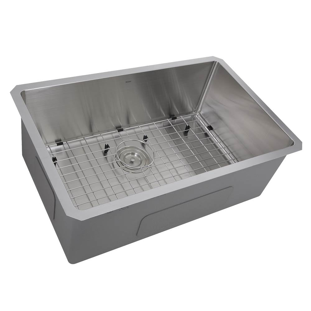 Nantucket Sinks - Pro Series Rectangle Single Bowl Undermount Small Radius Corners Stainless Steel Kitchen Sink, 16 Gauge - satin