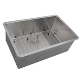 Nantucket Sinks - Pro Series Rectangle Single Bowl Undermount Small Radius Corners Stainless Steel Kitchen Sink, 16 Gauge - satin
