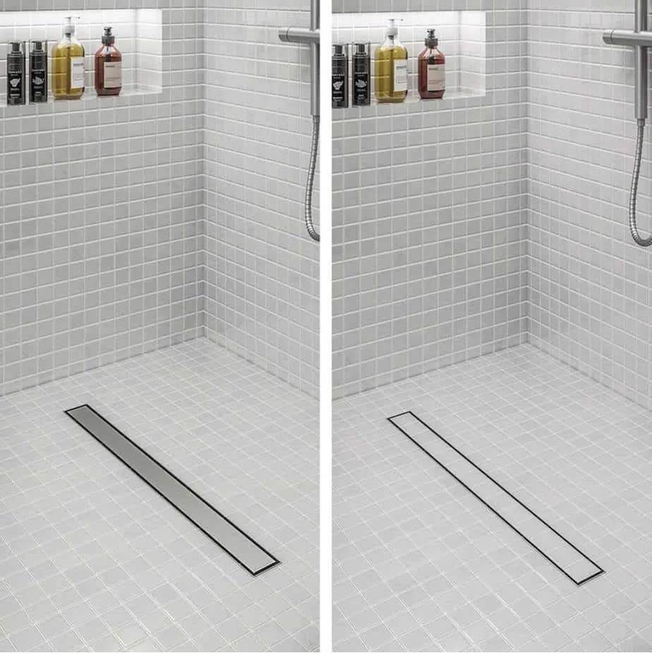 QM Drain - Bay Series. 36'' Linear Drain. Reversible 2 in 1 grate - Satin