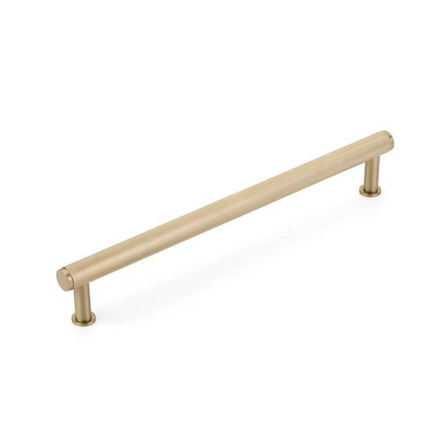 Schaub And Company - Pub House, Appliance Pull, Knurled, Signature Satin Brass, 12'' cc - Signature Satin Brass
