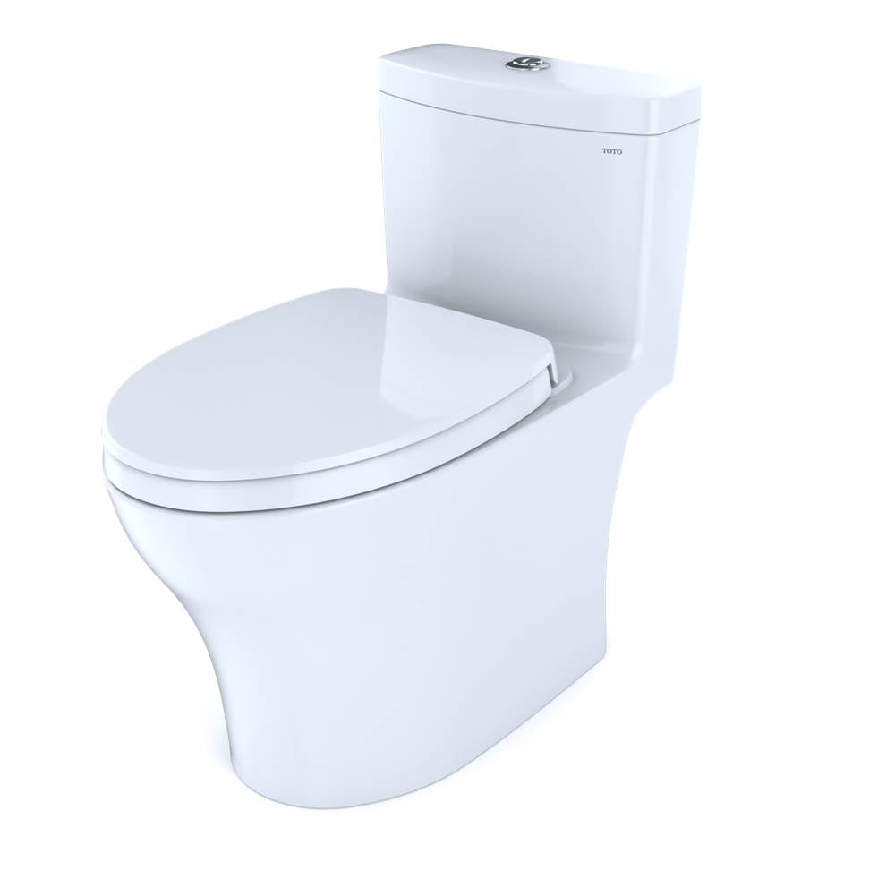 TOTO - TOTO Aquia IV One-Piece Elongated Dual Flush 1.28 and 0.9 GPF Universal Height, WASHLET+ Ready Toilet with CEFIONTECT, Cotton White - Cotton White