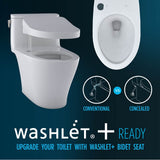 TOTO - TOTO Aquia IV One-Piece Elongated Dual Flush 1.28 and 0.9 GPF Universal Height, WASHLET+ Ready Toilet with CEFIONTECT, Cotton White - Cotton White