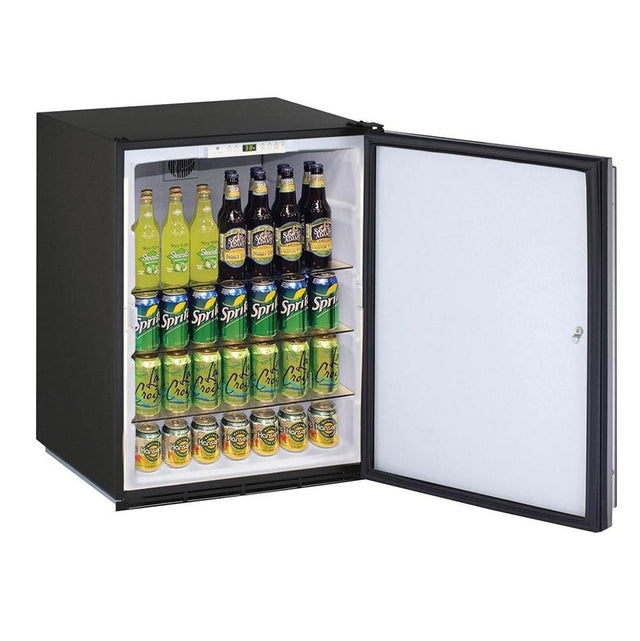U Line - Solid Refrigerator 24'' Lock Reversible Hinge Black 115v - Black