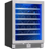 Zephyr - Presrv wine cooler, 24'' compact, Stainless Steel and glass, reversible, 1 zone