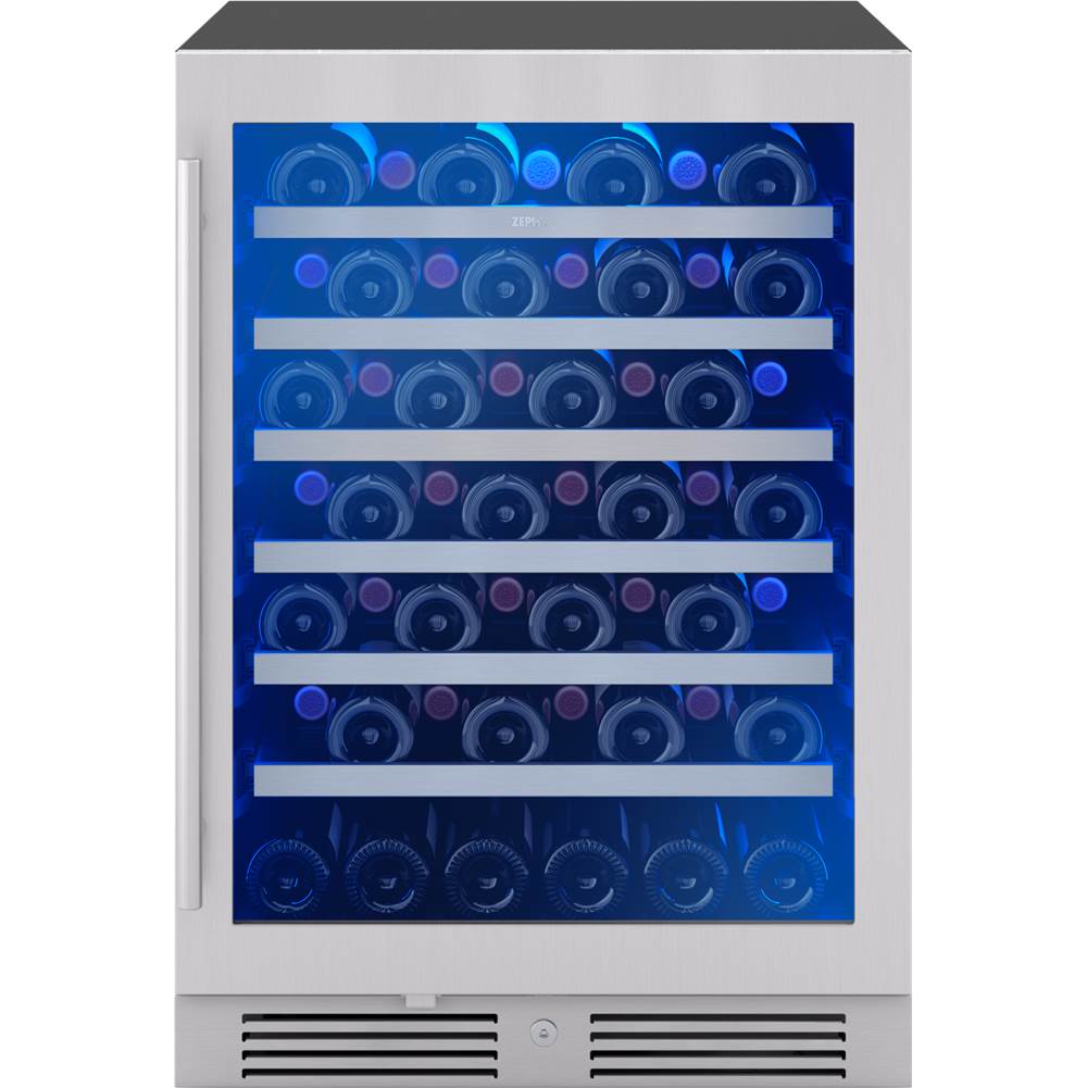 Zephyr - Presrv wine cooler, 24'' compact, Stainless Steel and glass, reversible, 1 zone