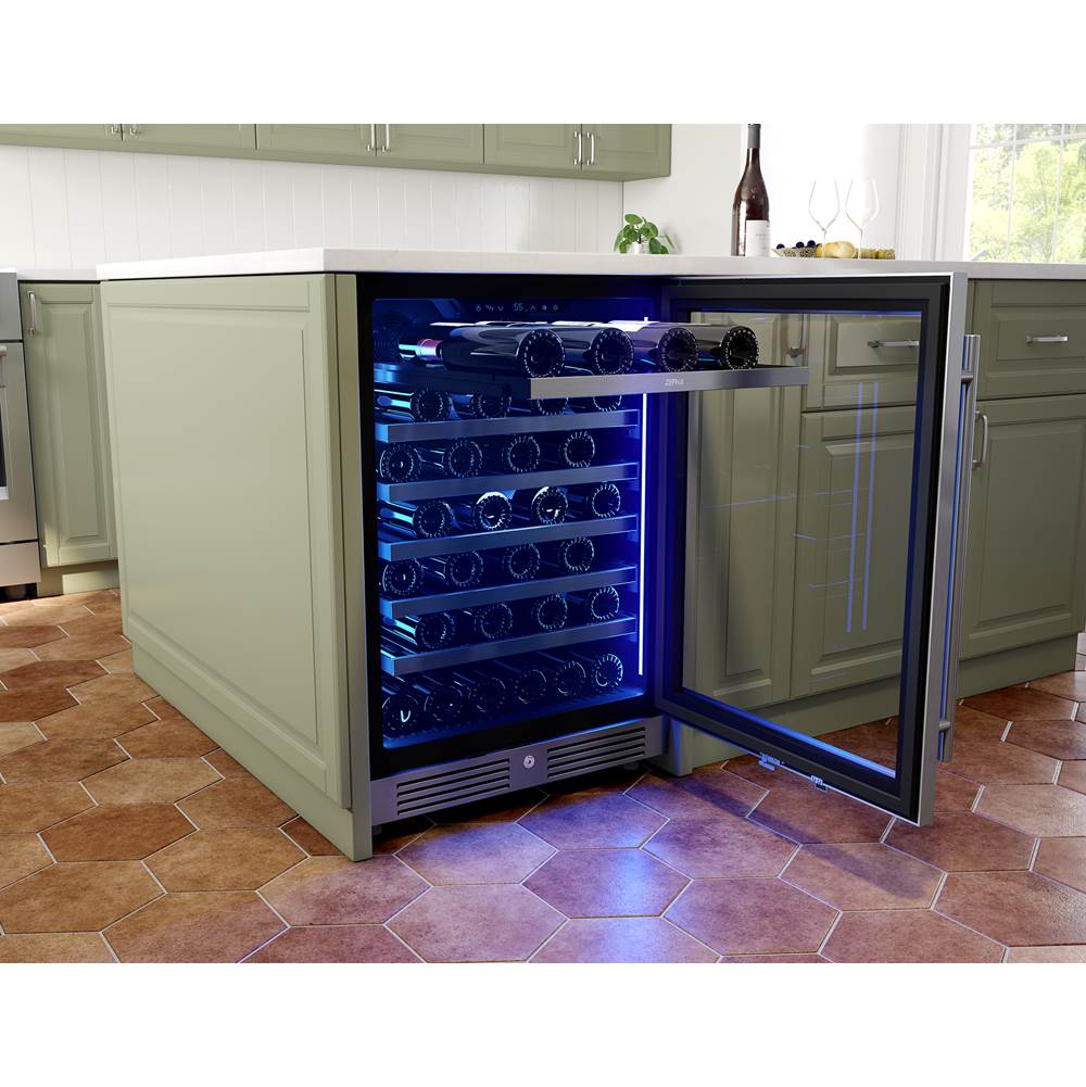 Zephyr - Presrv wine cooler, 24'' compact, Stainless Steel and glass, reversible, 1 zone
