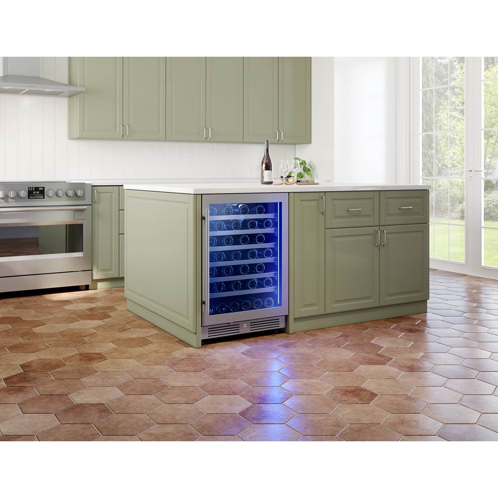 Zephyr - Presrv wine cooler, 24'' compact, Stainless Steel and glass, reversible, 1 zone